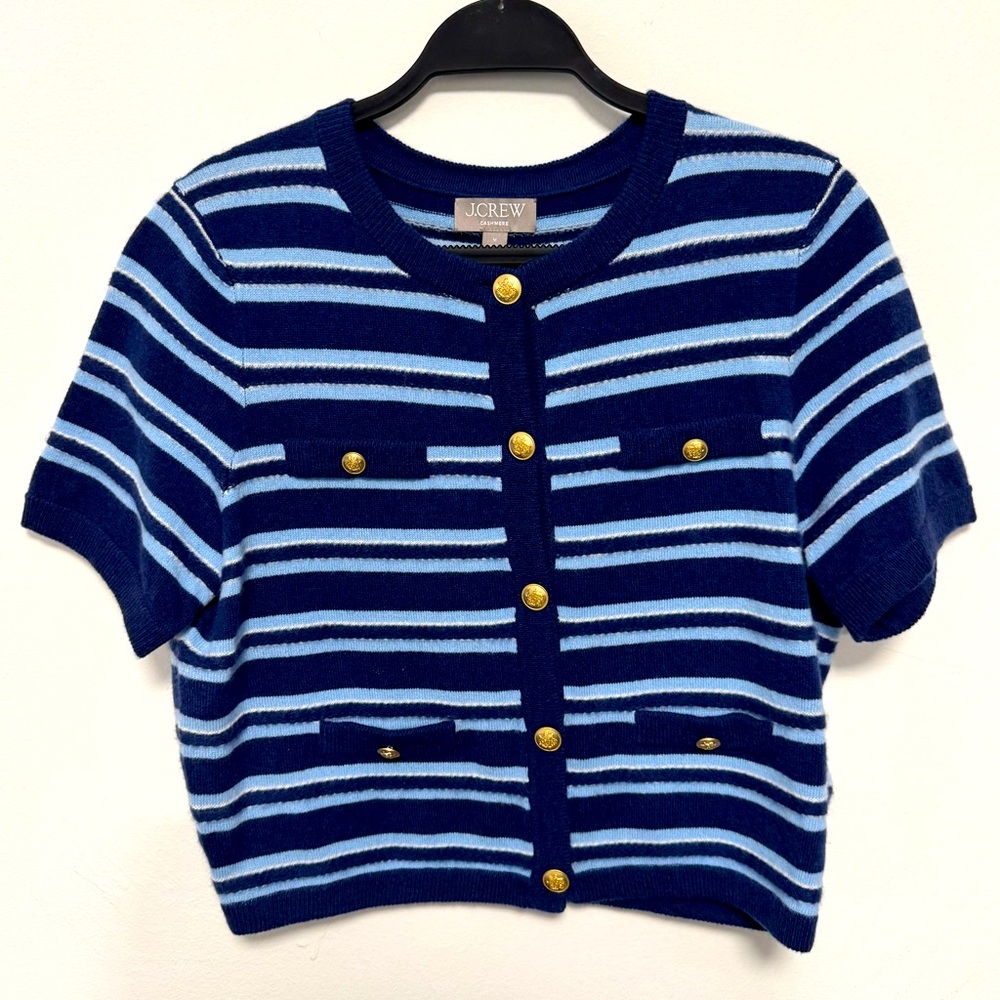 J Crew short sleeve blue cardigan
